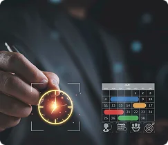 working at a computer in an office