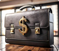 Briefcase with dollar symbol representing finance