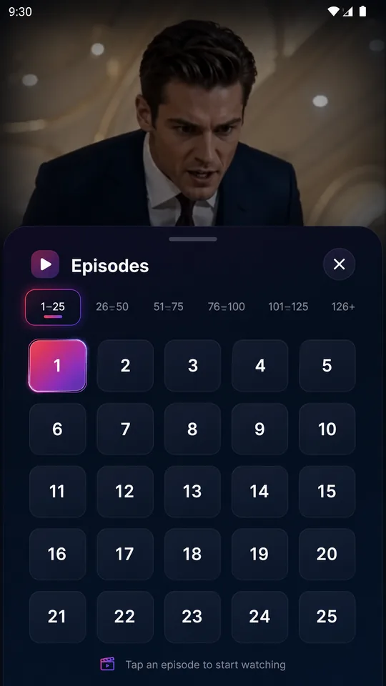 DramaBox clone episode selector grid for a 25-episode series