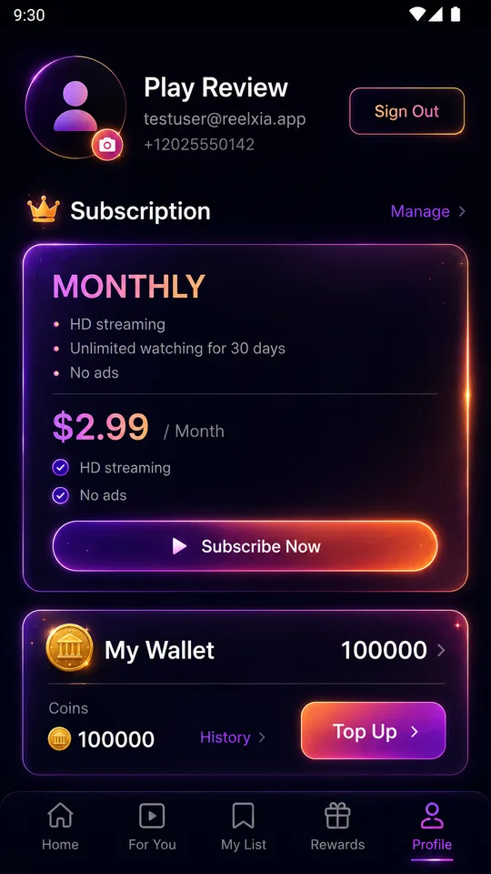 DramaBox clone subscription plan and coin wallet top-up screen