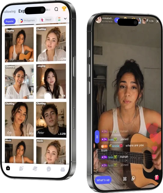 Poppo Live clone app screens